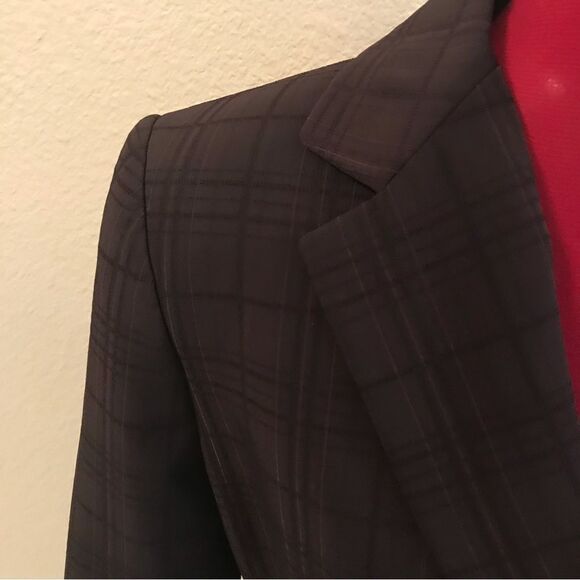 Tahari ASL Blazer Women's Petite Size 4P Black Striped Long Sleeve Two-Button - Picture 5 of 11